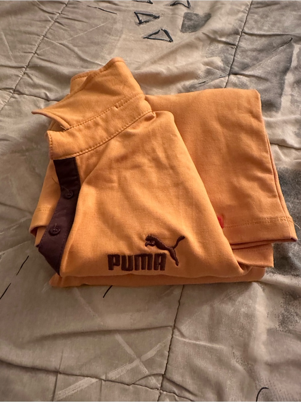 Puma Orange/Gold Polo with Dark Brown Trim
